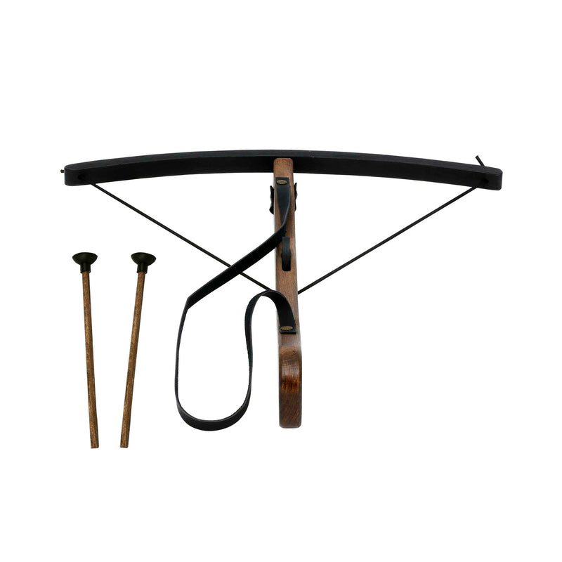 Wooden toy crossbow and arrows on a white background