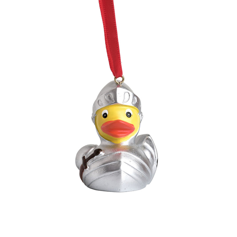 knight rubber duck hanging decoration front facing