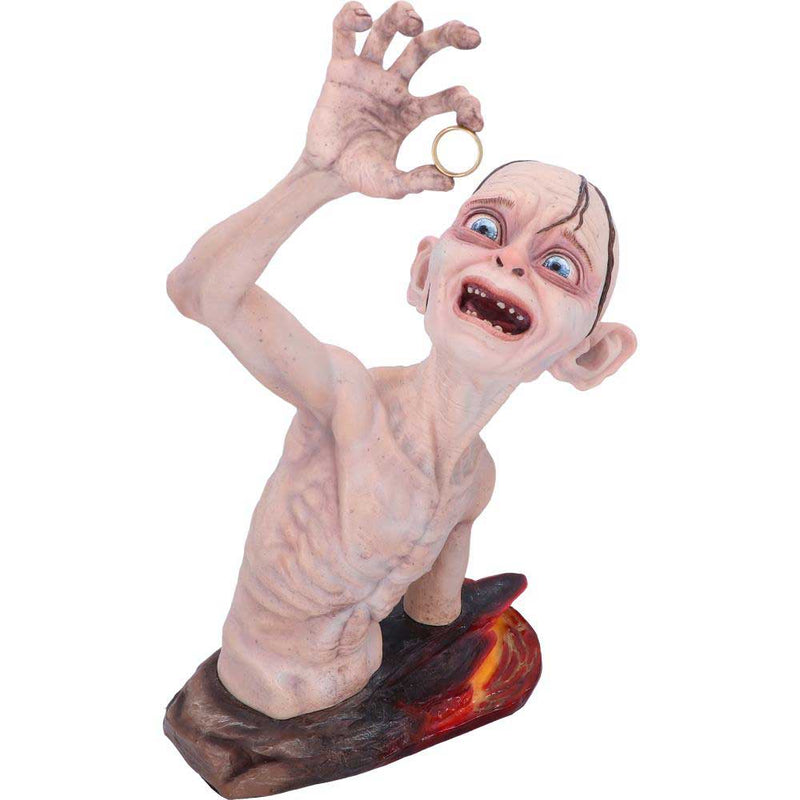 Statue of Gollum with a ring on a white background