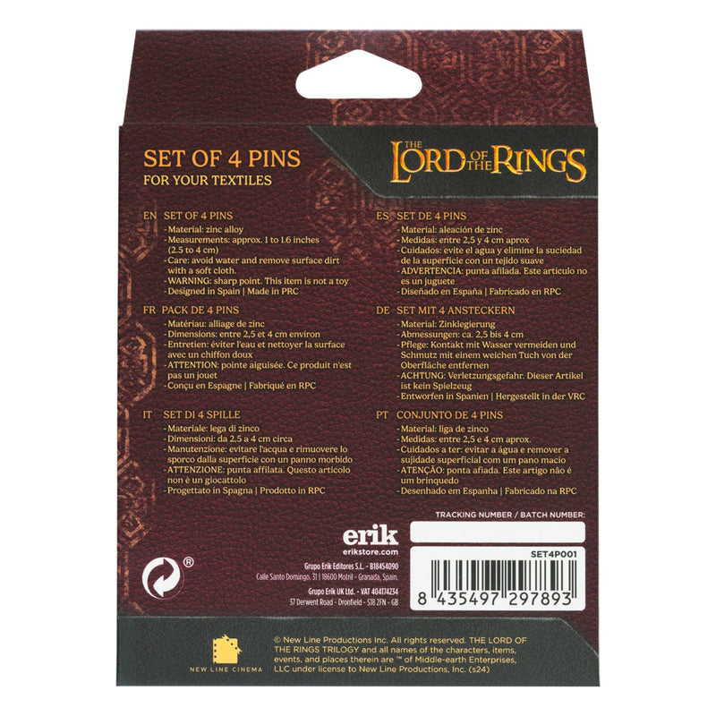 lord of the rings set of 4 pin badges
back of box