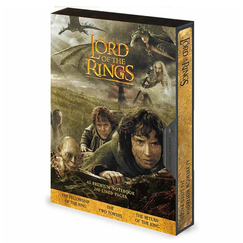 Lord of the Rings notebook in the style of a VHS boxset on a white background