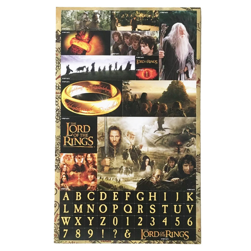 Lord of the rings sticker sheet featuring images from the films