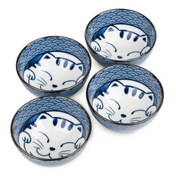 Lucky Cat Ceramic Japanese Rice Bowl Set