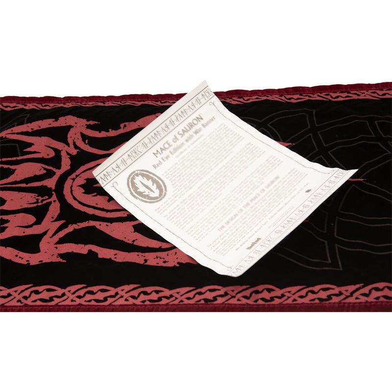 The Mace Of Sauron Red Eye Edition certificate of authenticity on red eye war banner