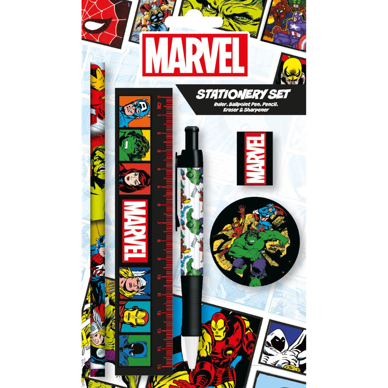 marvel stationary set on white background