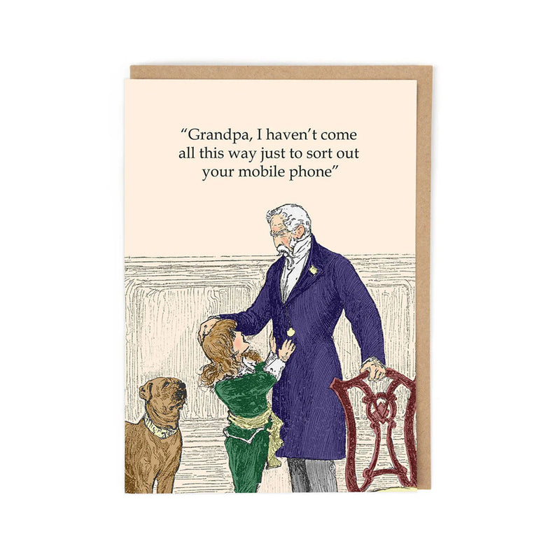 Mobile Phone Grandpa Greetings Card