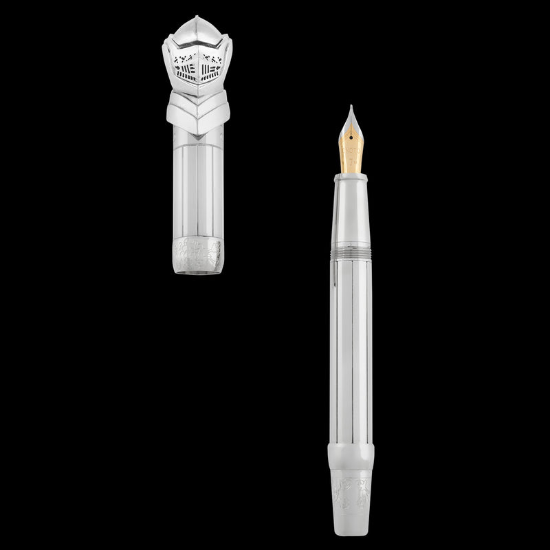 Fountain pen with decorative cap on a white background