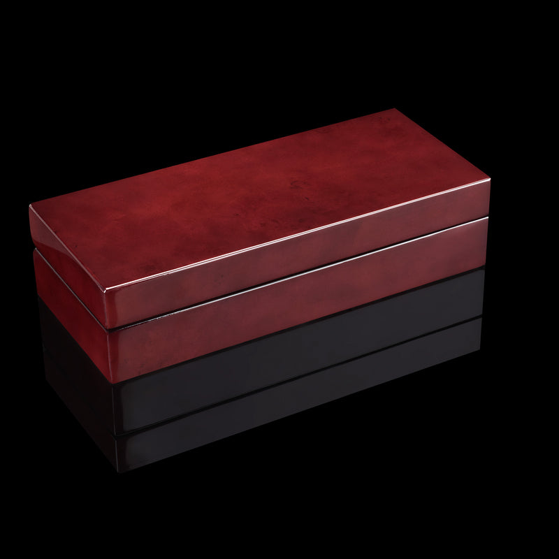 Red and black presentation box on a black background