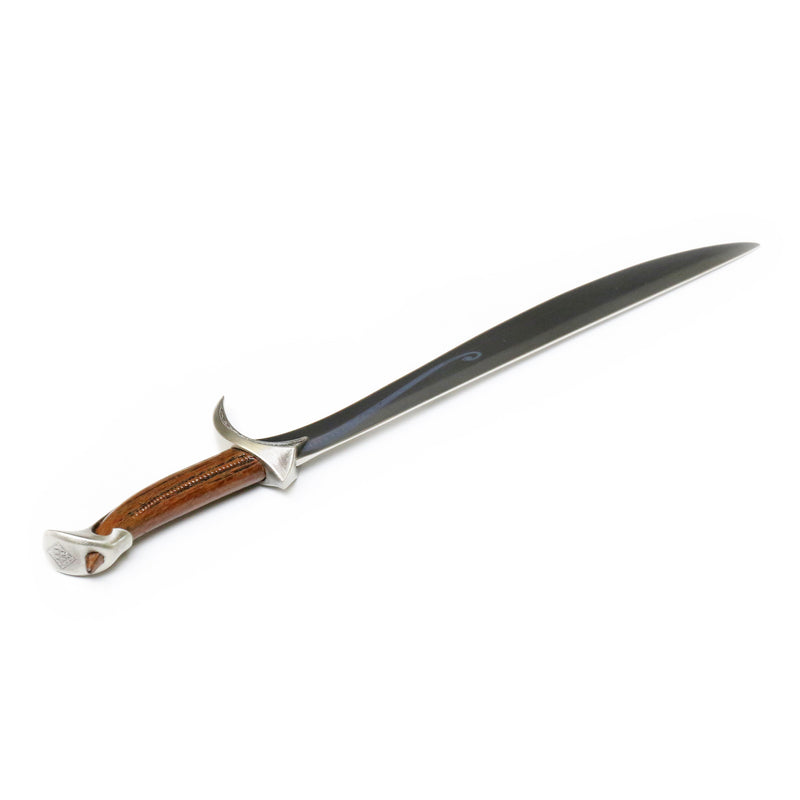 orcrist letter opener on white background with hilt closest to the camera