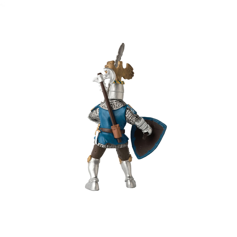 papo crested knight in blue back view