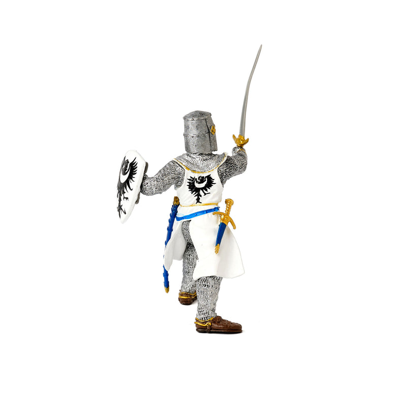 papo white knight holding a sword back view