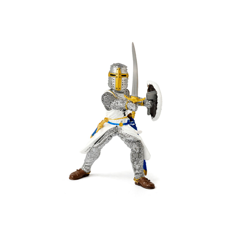 papo white knight holding a sword front view