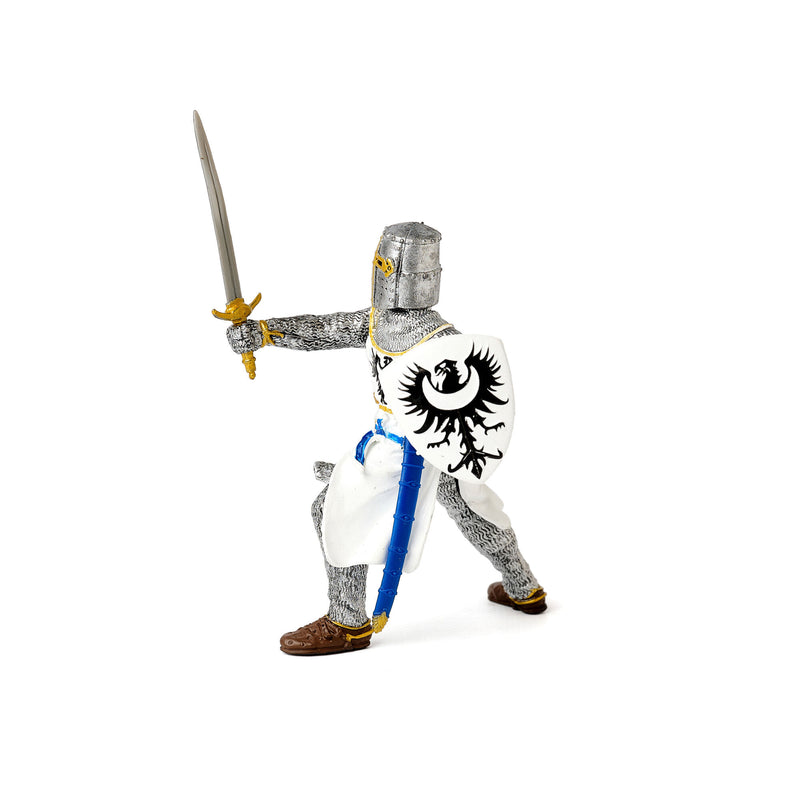 papo white knight holding a sword right side view