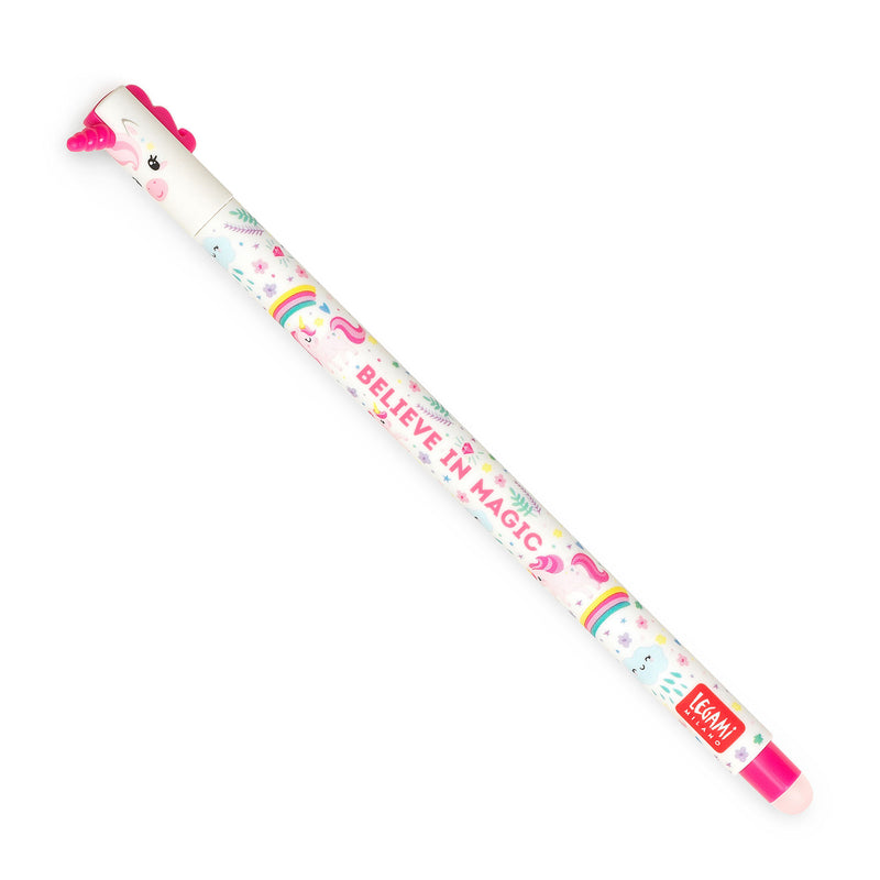 pink erasable unicorn pen full view