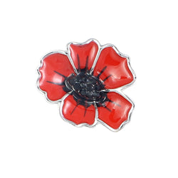 Red and black enamel poppy brooch 