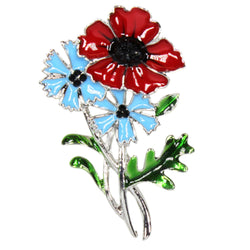 poppy and cornflower brooch