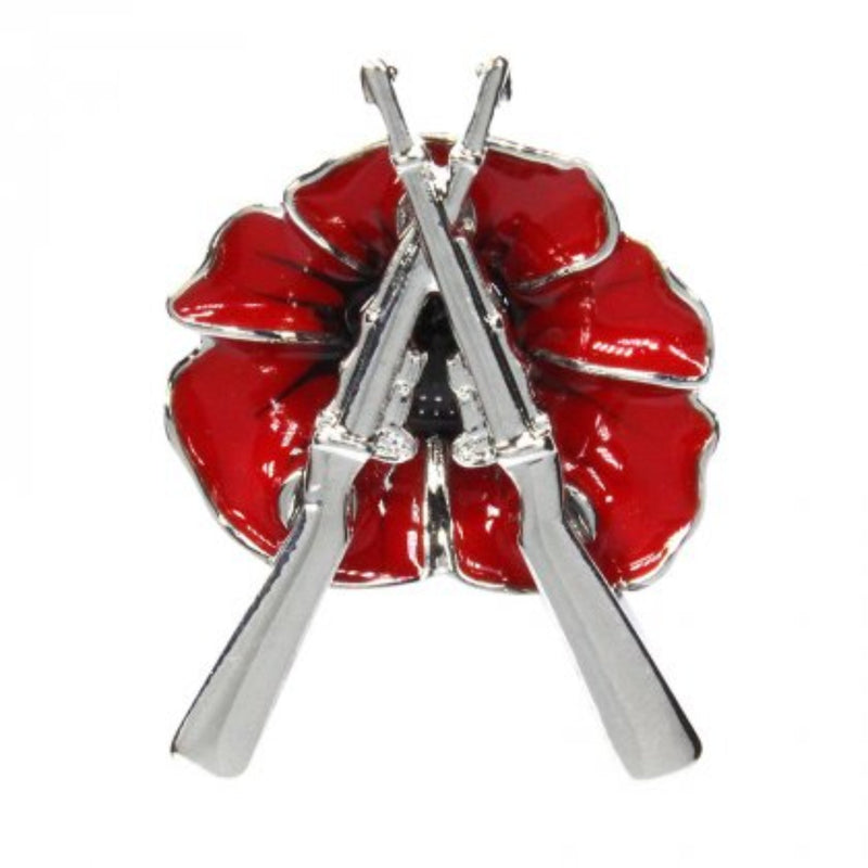 poppy brooch with rifles