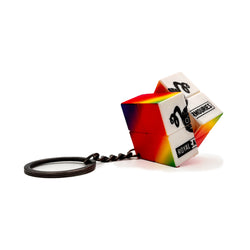Colorful keychain with a cube design on a white background