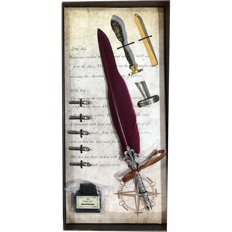 red quill nibs and ink set