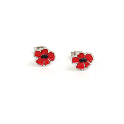 Red Enamel poppy stud earrings