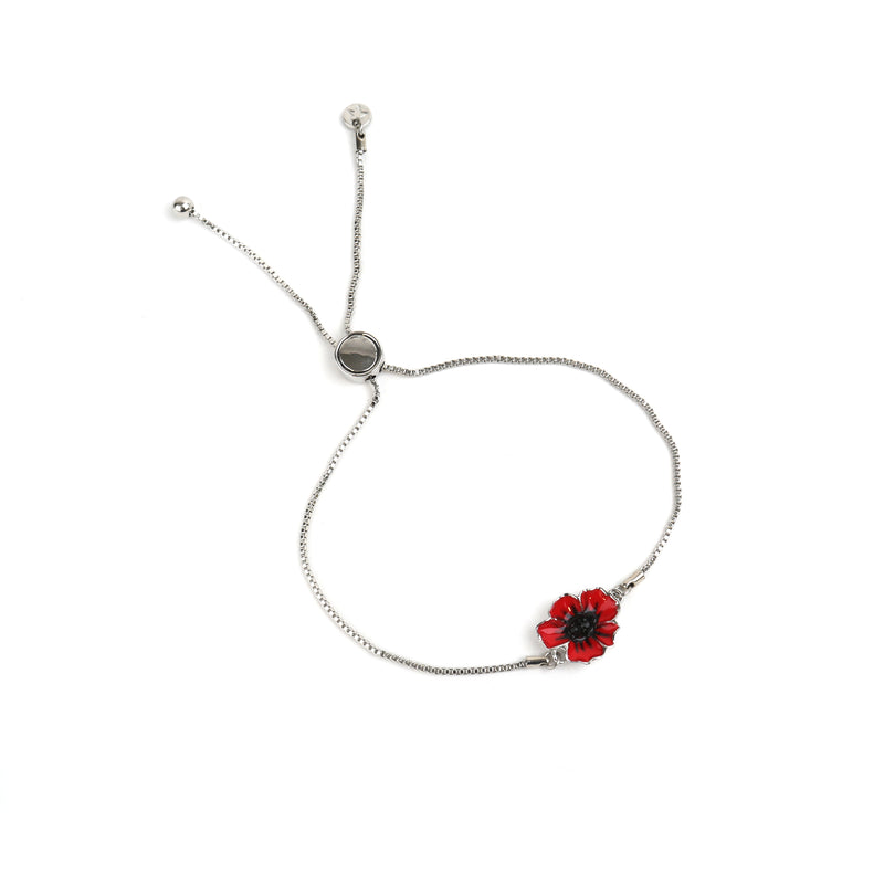 Red enamel Poppy slider bracelet
