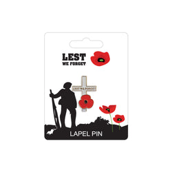 cross and poppy remembrance pin