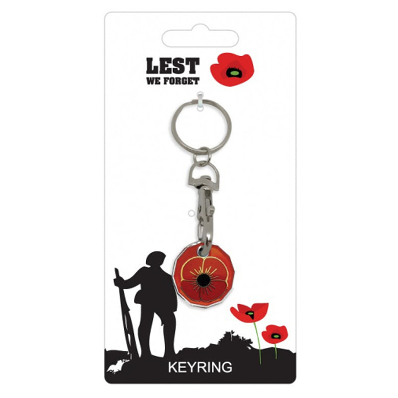 Remembrance Poppy Trolley Coin Keyring
