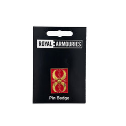 Roman shild red and gold on a Royal Armouries balc board with white background