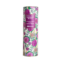 Indian dagger collection mature cheddar savoury bites, sundried tomato and onion chutney in floral tube