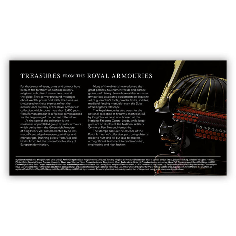 royal mail stamp presentation pack treasures page with do maru helmet