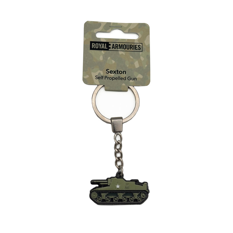 sexton keyring attached to royal armouries branded camo label 