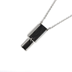 double rectange feature necklace with a black leather inlay