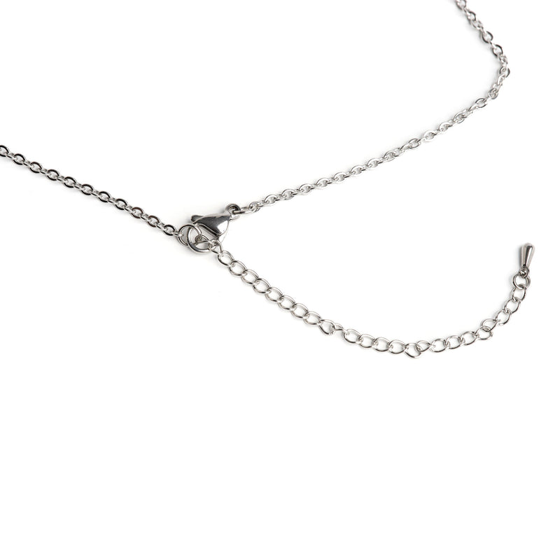 double rectange feature necklace with a black leather inlay fastening
