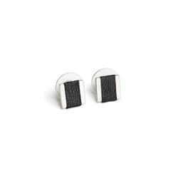 square stud with a black leather inlay