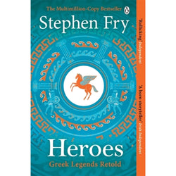 Book cover of 'Heroes' by Stephen Fry with decorative elements and a horse illustration.