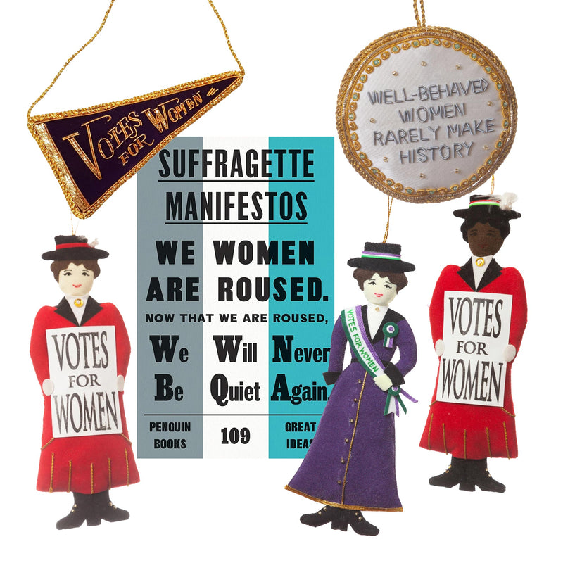 Suffragette manifestos book and hanging decoration bundle