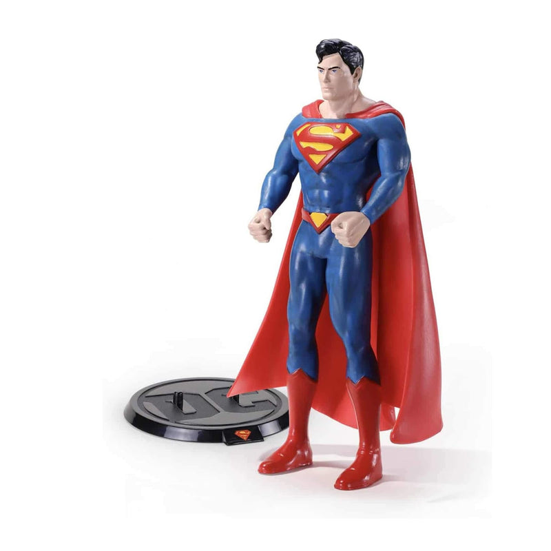 superman bendy fig left side view next to stand