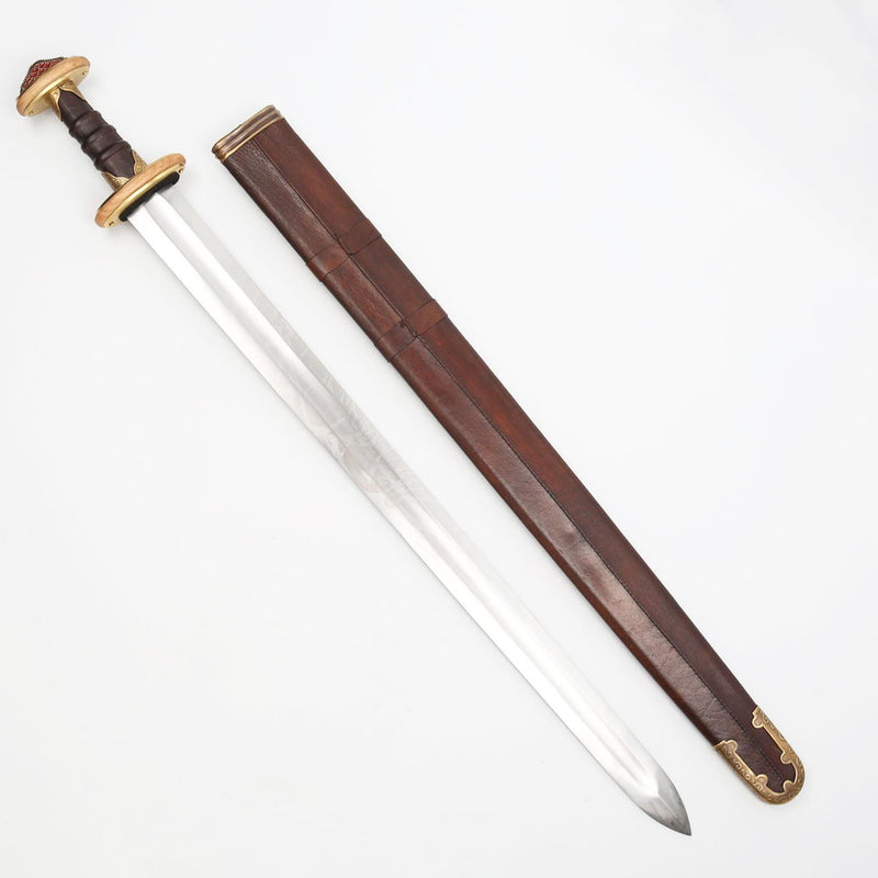 sutton hoo replica sword unsheathed next to scabbard