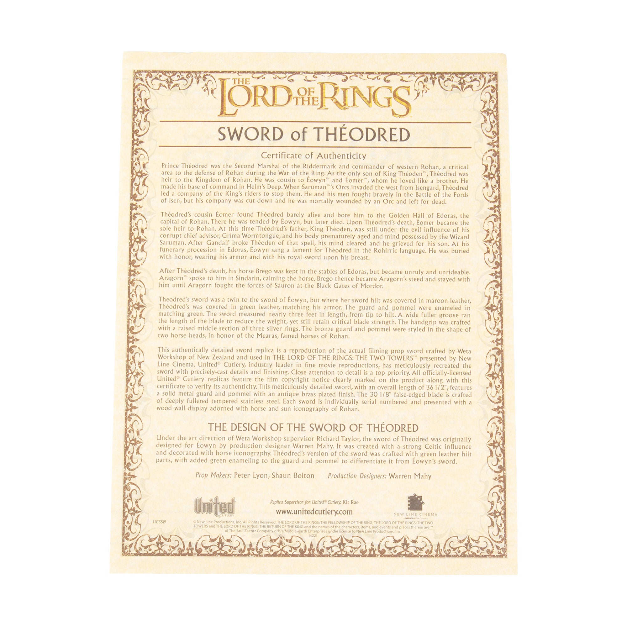 Sword of Théodred | The Lord of the Rings Official Replica | Royal ...