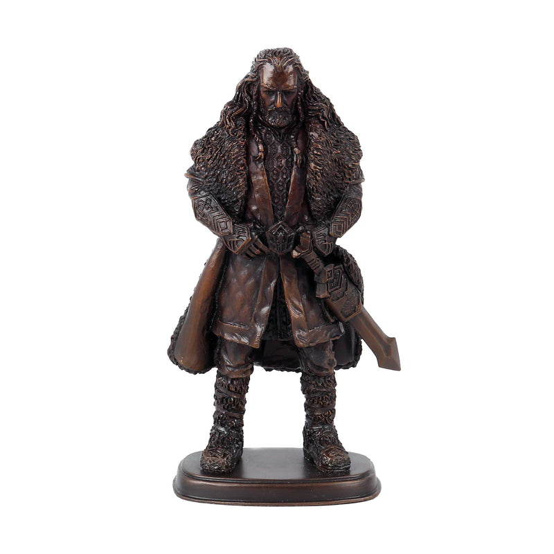 Bronze statue of Thorin Oakenshield in a detailed costume on a white  background from the front