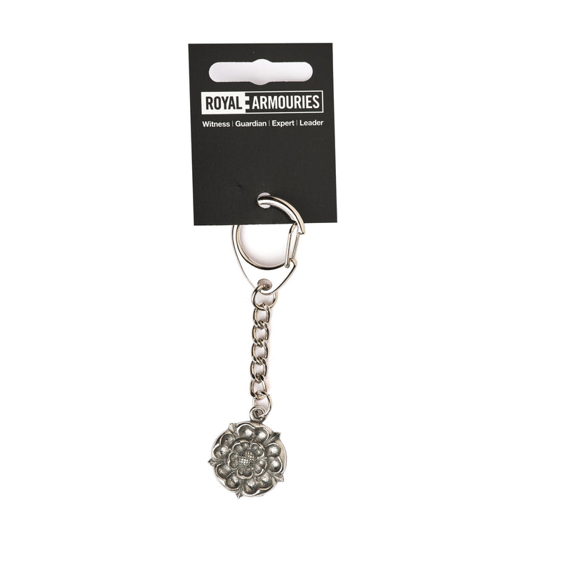 tudor rose keyring with branded packaging