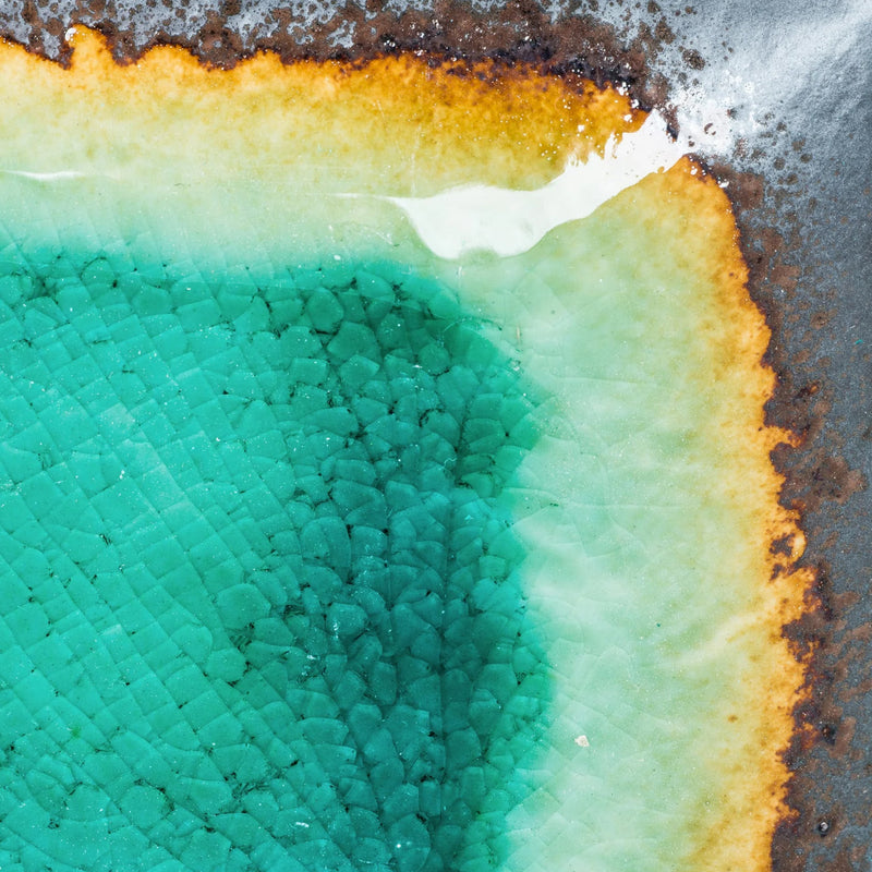 Turquoise Crackleglaze Oblong Plate Set