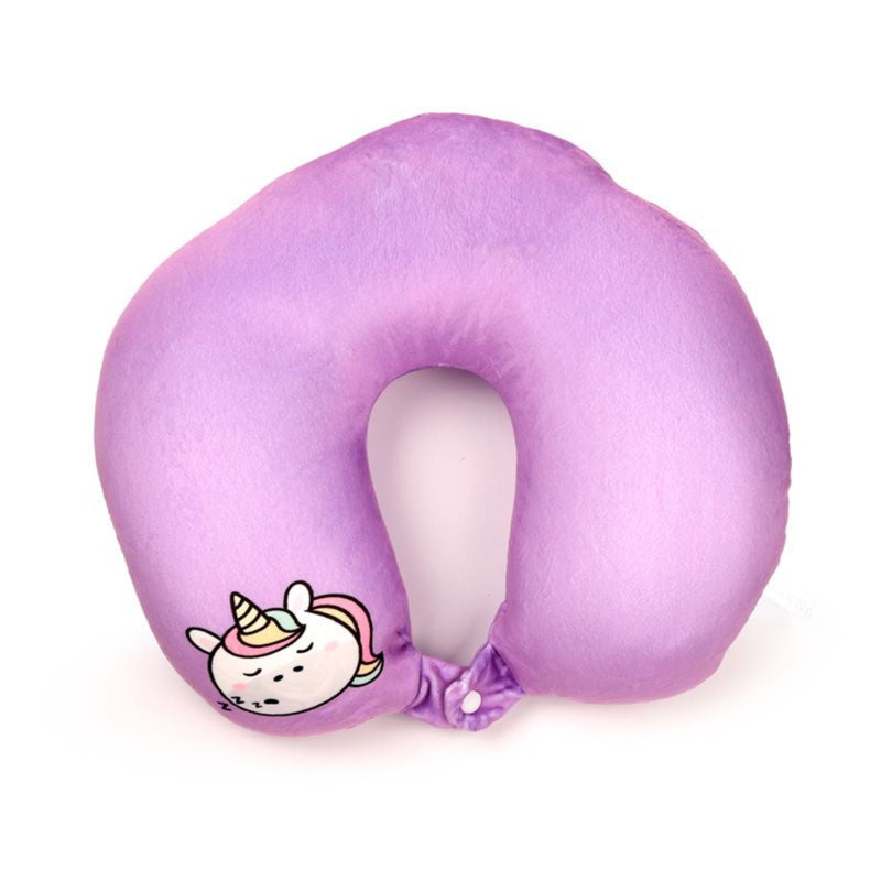 Unicorn 2 in 1 Plush Travel Pillow top of pillow