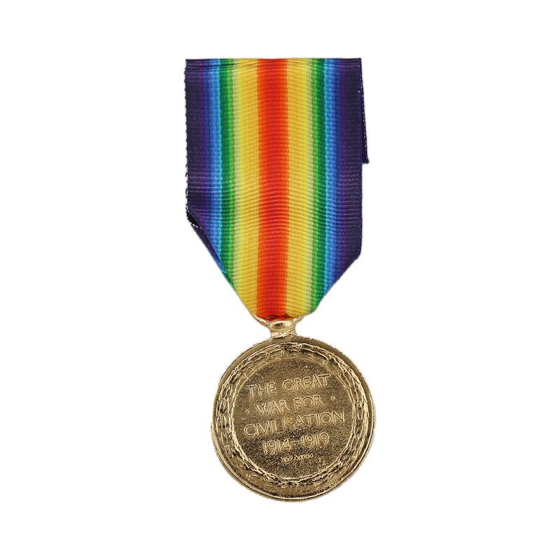 full size gold plated victory medal replica badge back