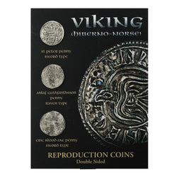 set of 3 viking coin replicas on information backing card