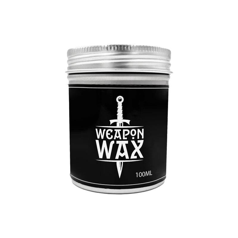 metal weapon wax tub with black label