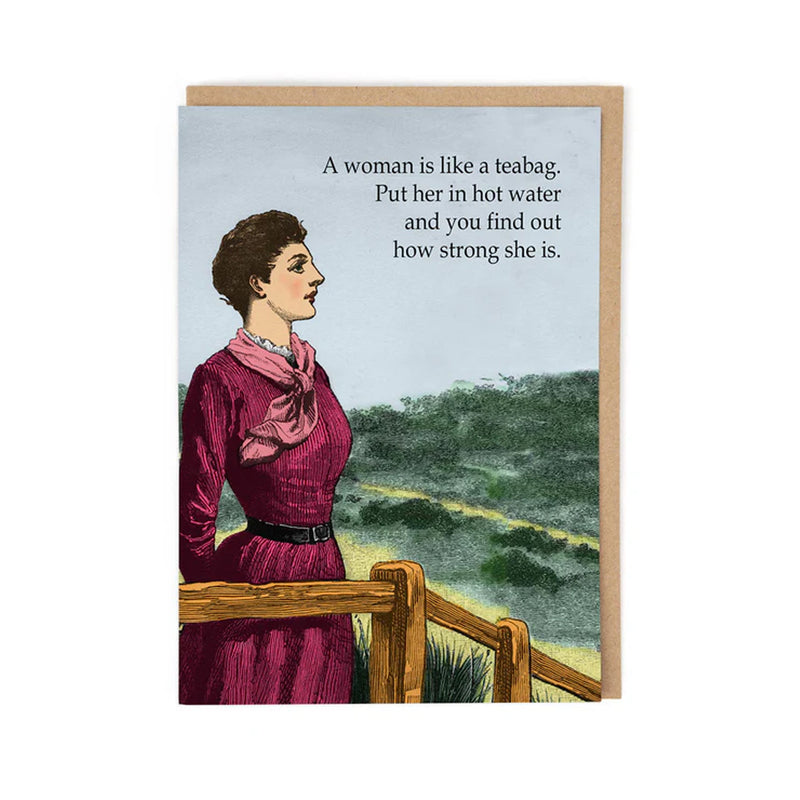 Woman in hot water Greetings Card