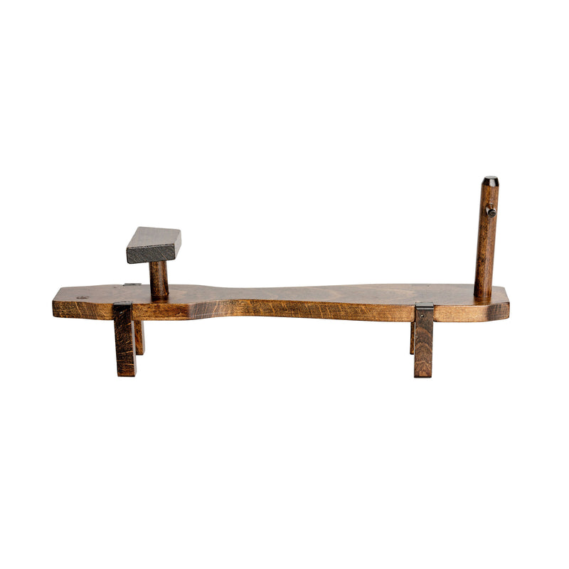 wooden crossbow display stand from side