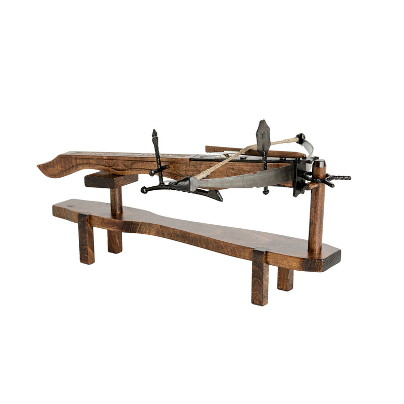 wooden crossbow display stand with mini crossbow