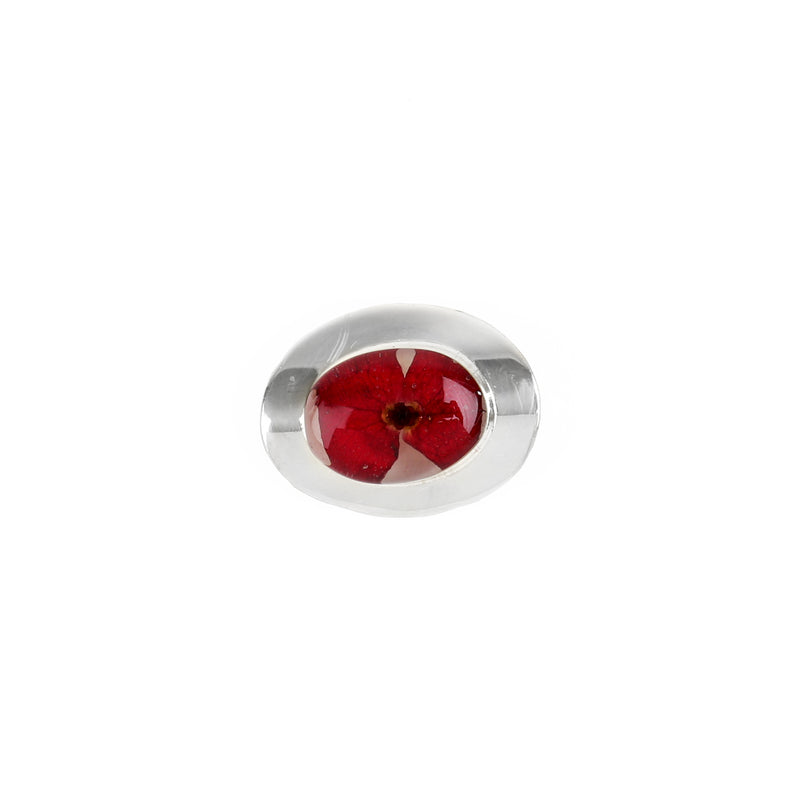 Oval poppy brooch front view